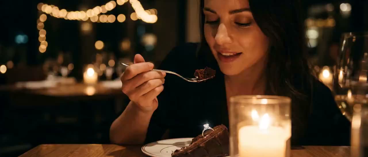 Ring versteckt im Dessert